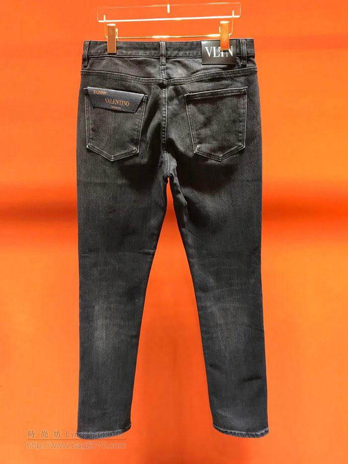 Valentino男裝 19-20FW新款牛仔褲 男士洗水黑色牛仔長褲  tzy2387